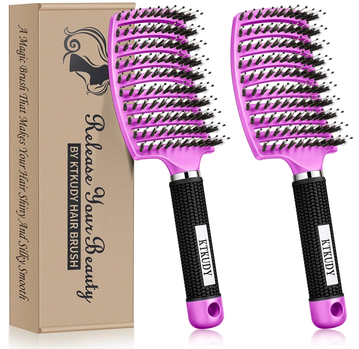 2 Pack Detangling Brushes for Women & Kids, Wet & Dry Hair, All Hair Types