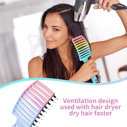 2 Pack Detangling Brush Getting Knots Out without Pain Adds Shine and Makes Hair Smooth,Detangler Boar Bristle Hair Brush for Adult & Kids Wet or Dry Hair(Green&Pink)