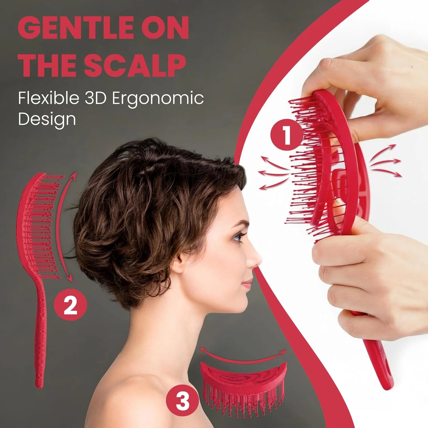 Detangler Brush – Pain-Free Detangling Hair Brush for Wet & Dry Hair – Effortless Detangling Brush for Curly, Fine & Tangled Hair – Hairbrush for Women, Men & Kids – Purple