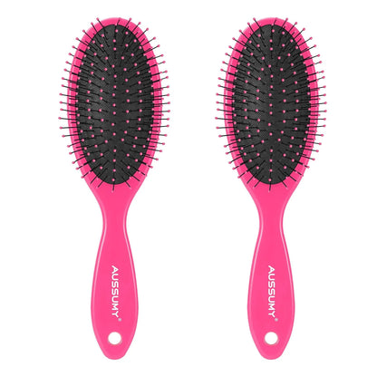 Air Cushion Detangling Hair Brush - 2 Pack Detangler Hairbrush with Ultra Soft Bristles for Effortless Tangle Removal - For Wet Dry Damaged Curly Hair for Women Men Boys Girls Kids - Pink