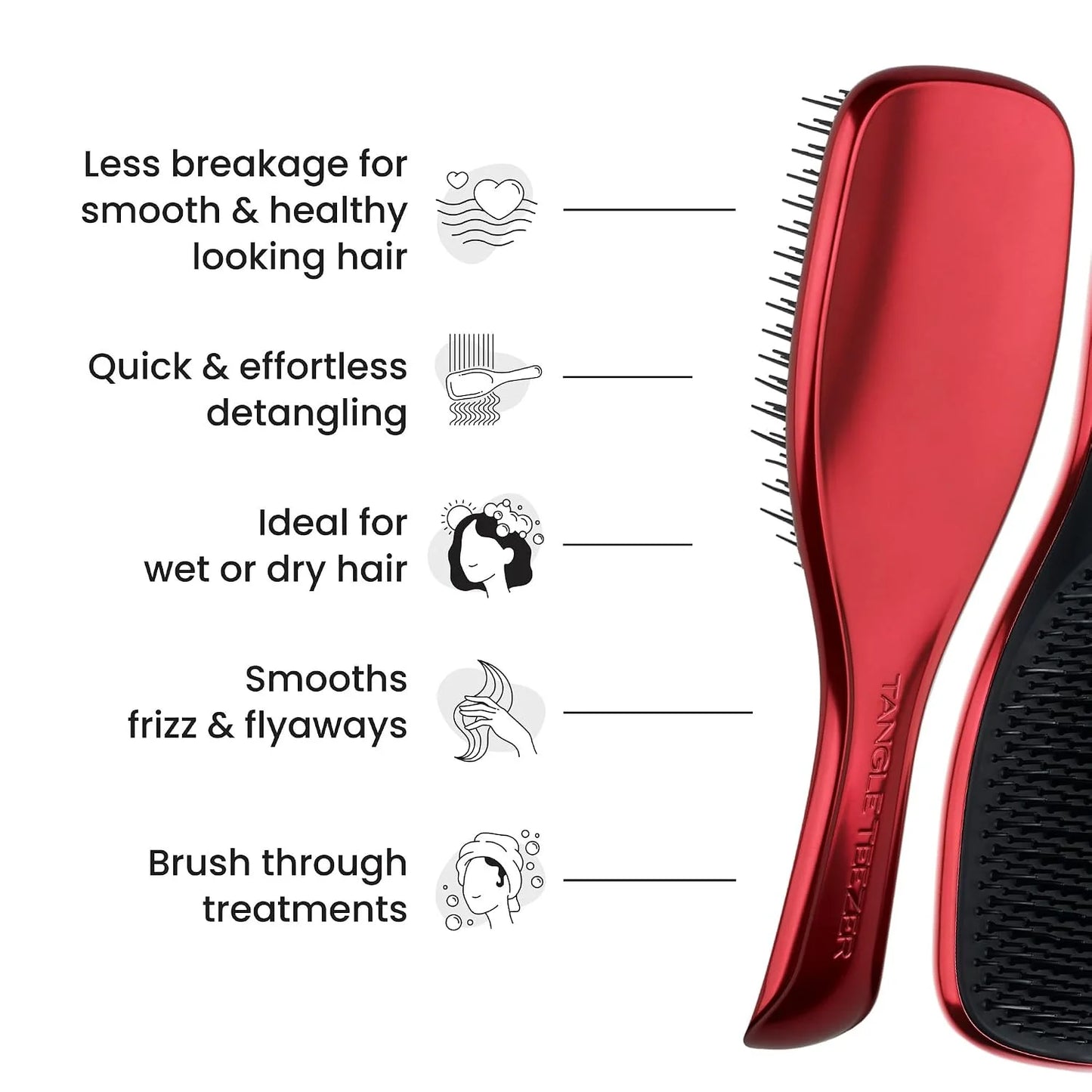 Tangle Teezer Chrome Detangler Mini Hair Brush, Straight to Curly, Pink