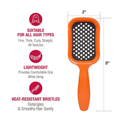 RED by Kiss Dry Vent Heat-Resistant Hair Brush, Detangling Fast Blow Drying for Wet Dry Curly Thick Straight Hair, Vented Detangler for Women Men Children Kids (Yellow)