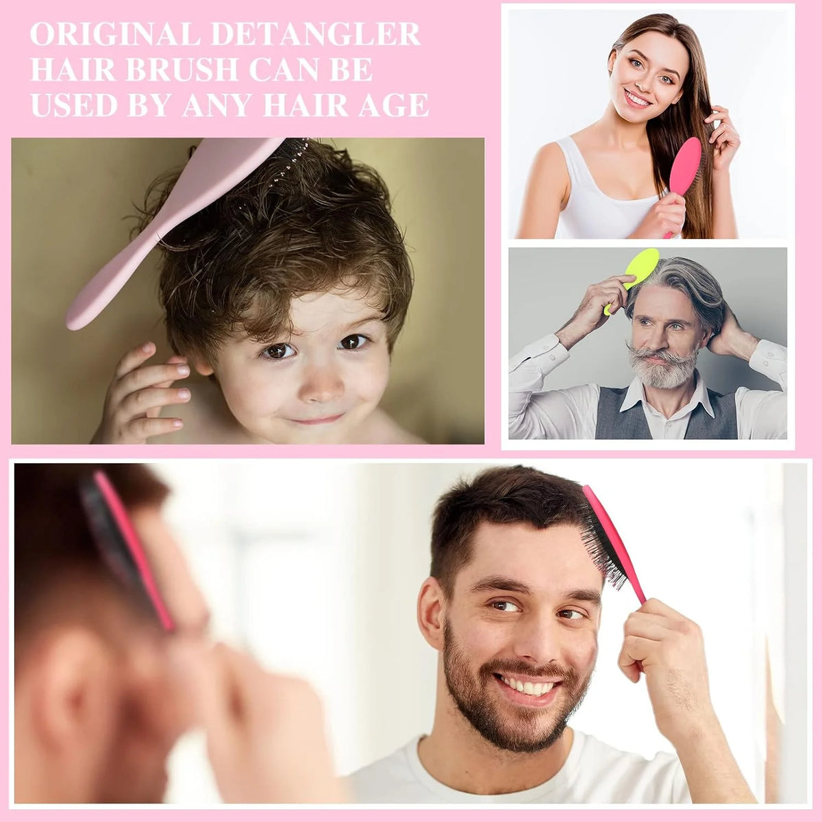 Nuenen 6 Pcs Wet Detangling Hair Brush, Dry Soft Bristle, Black