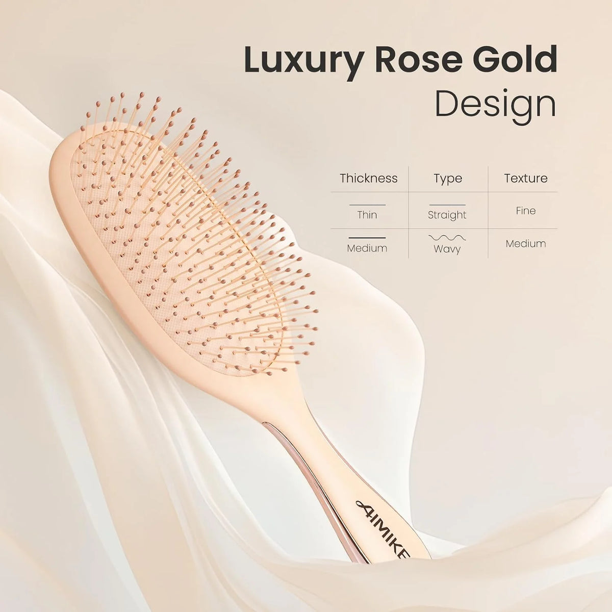 AIMIKE Rose Luxe Detangler Brush, Fine Thin Hair, Wet Dry Paddle Hair Brush