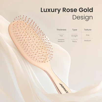 AIMIKE Rose Luxe Detangler Brush, Fine Thin Hair, Wet Dry Paddle Hair Brush